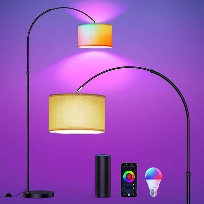 Modlicht Lampadaire Intelligent RGB | Compatible Alexa et Google Home, LED E27 9W, Couleur et Intensité Variables