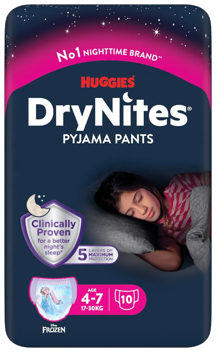 Huggies Dry Nites Girls 4-7 Superchłonne majteczki na noc 10 szt.