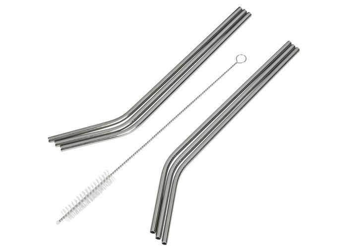 paille réutilisable en acier inox , 6 pailles coudées de 22.5 cm + goupillon,
