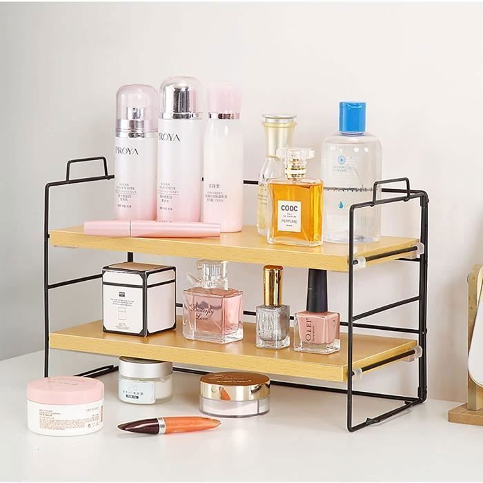 Bibliothèque Réglable Organisateur de Bureau Empilable Étagère de Bureau à Poser Etagère à Épices pour Bureau Chambre Cuisine Balco