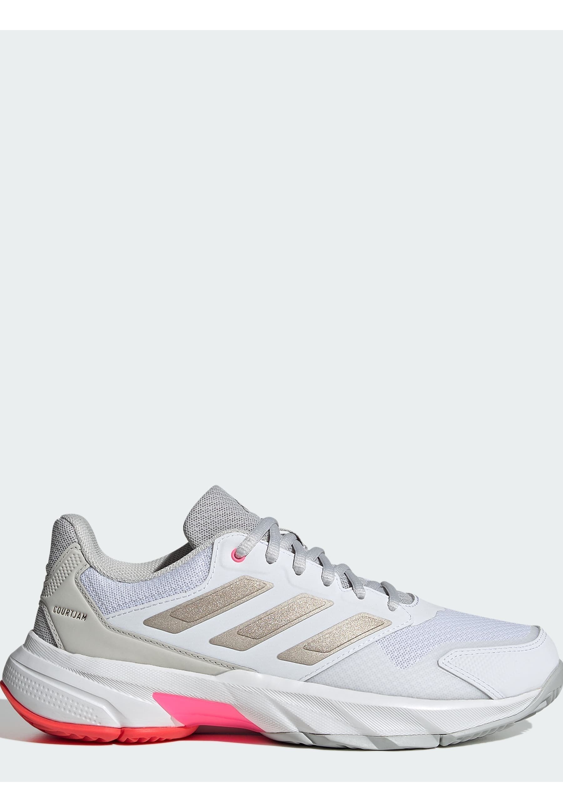 adidas Performance COURTJAM CONTROL - Scarpe da tennis multi-campo - bianco nuvola ferro metallizzato rosso lucido