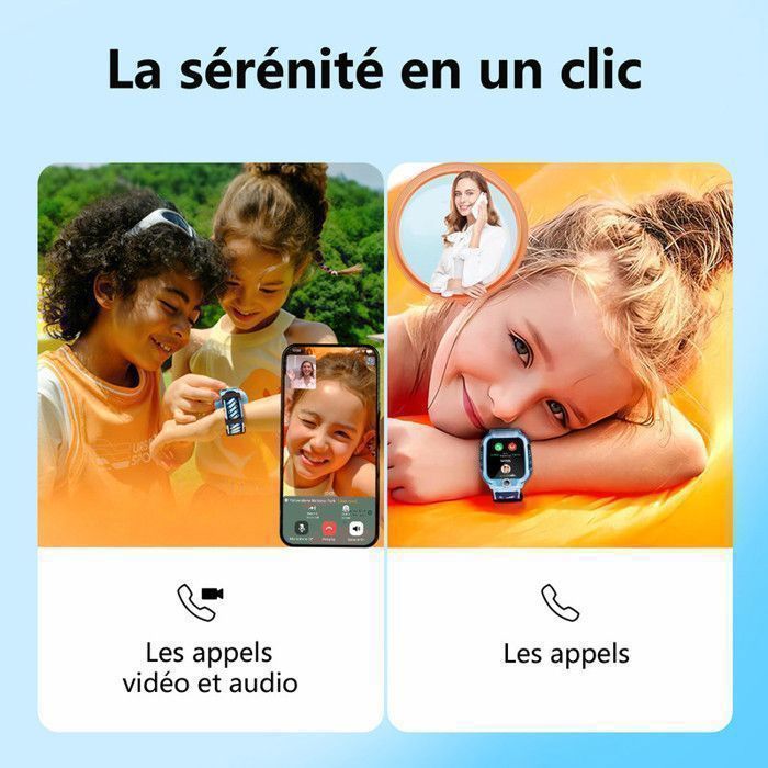 Montre Connectée Enfant 4G GPS - imoo Z3 - Appel Vidéo - Téléphone - Appareil Photo - IP68 Étanche - ROM 8 Go - Cadeau Garçon - Bleu
