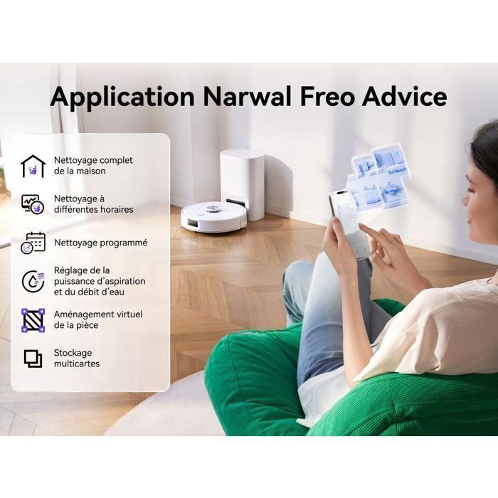 NARWAL Freo S - Robô Aspirador e Mop - 8000 Pa - Esvaziamento Automático de 180 Dias - Navegação LDS - Mapeamento 3D