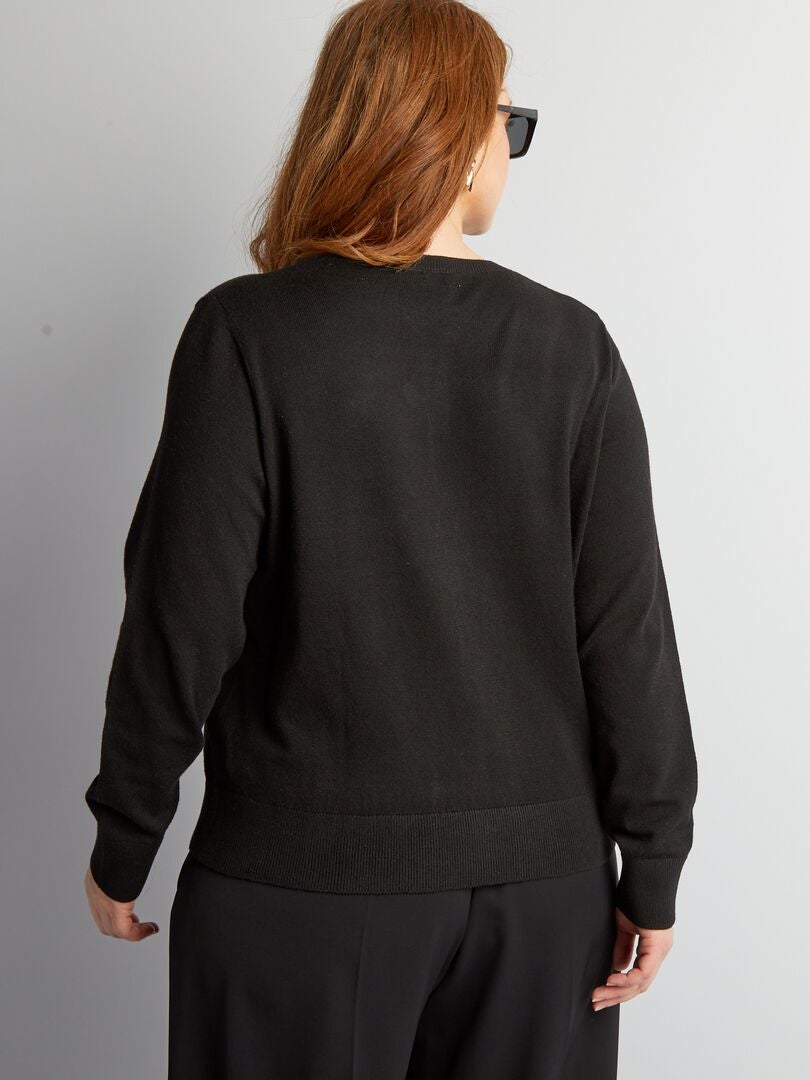 Fijn gebreid vest - zwart
