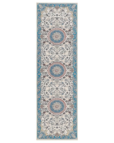 Dywan chodnik 60x200 cm beżowo-niebieski