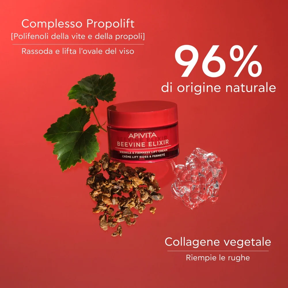 Beevine Elixir Crema Anti-Rughe Rassodante Liftante - Texture Ricca - Tratt.viso 24 ore antirughe, Tratt. lifting viso 24 ore