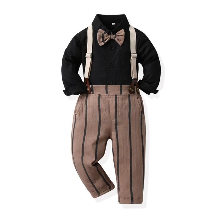 Completo da neonato in cotone, 2 pezzi, taglie da 9 mesi a 12 anni, ideale per matrimoni, battesimi e occasioni speciali - Righe nere