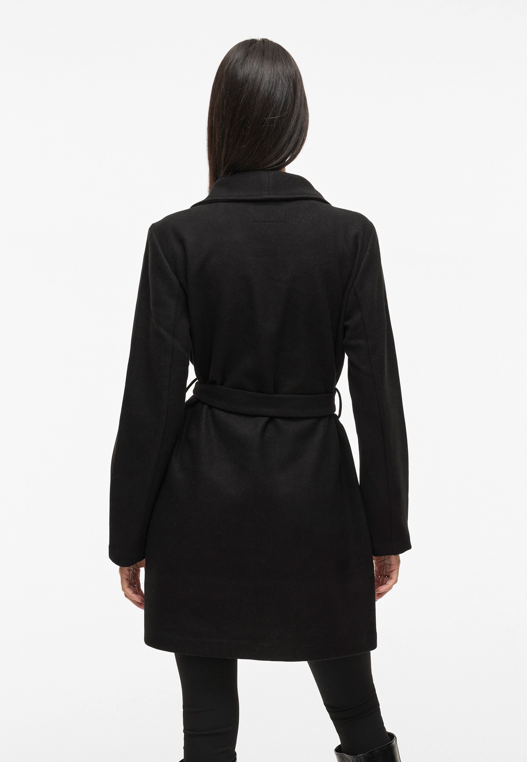 VILA VICOOLEY COLLAR BELT - Cappotto corto - nero