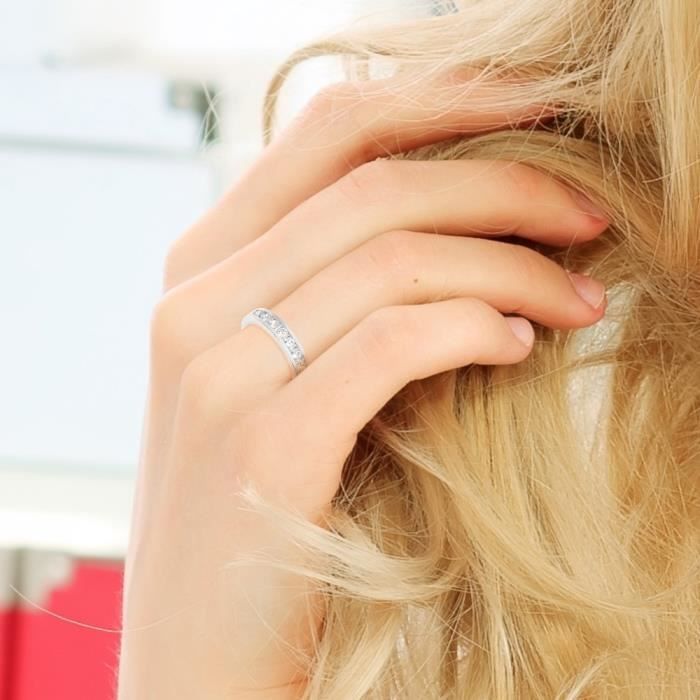 Fede nuziale in argento sterling (925) con diamante sintetico - LOVA LOLA VAN DER KEEN