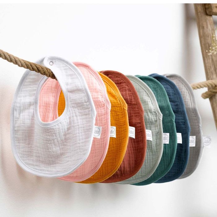 Set van 2 absorberende baby slabbetjes, 27 cm, grijs
