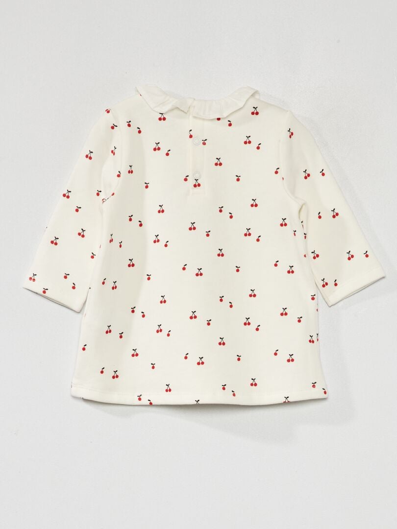 Sweatshirtjurk van fleecestof - WIT