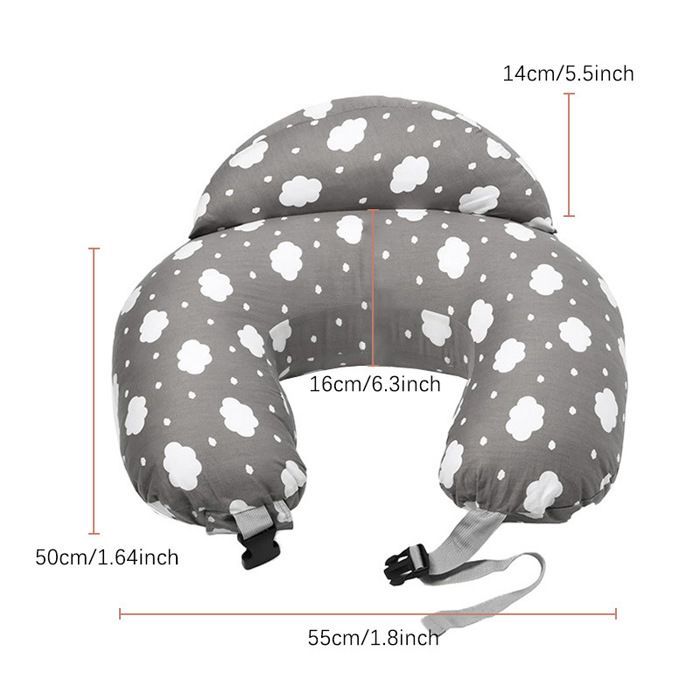 Coussin d'Allaitement avec Bord de Sécurité - Housse 100% Coton Amovible - Sangle Réglable pour Bébé et Maman