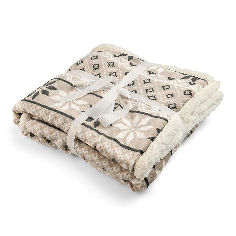Coperta Sherpa per la casa, 130x160 cm, rosa beige/grigio