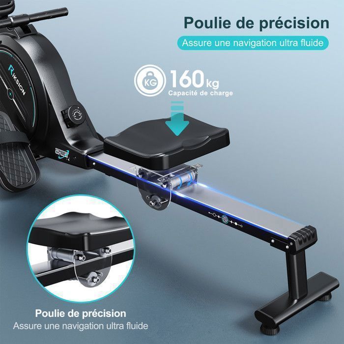 Máquina de Remo Magnético - RIKSION - HCQ-H300-R - 16 Níveis de Resistência - 160 kg - Tela LCD