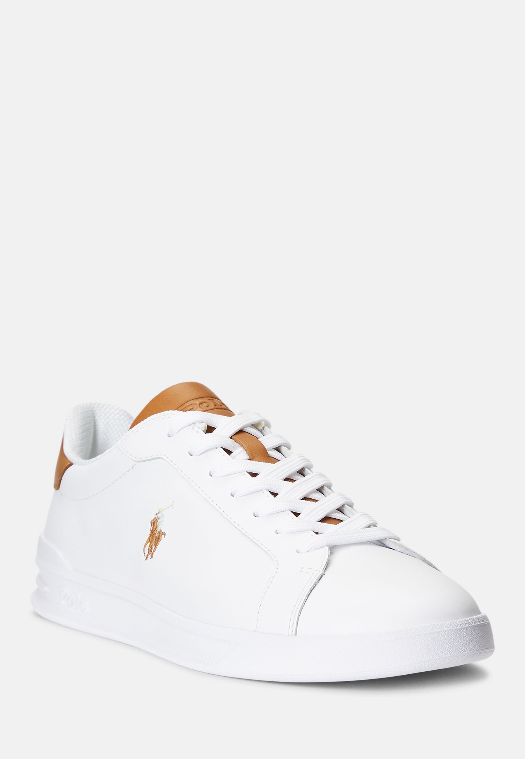 Polo Ralph Lauren HERITAGE COURT II SNEAKERS IN PELLE - Sneakers - bianco/marrone