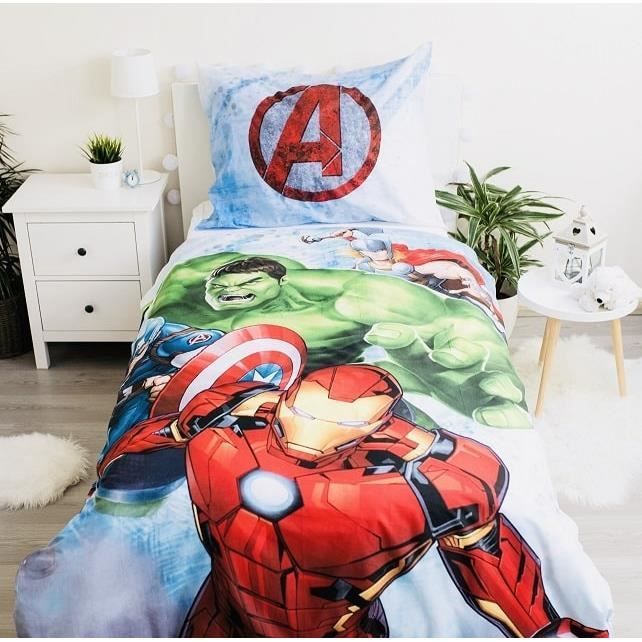 Funda nórdica infantil - Vengadores - 140x200 cm - 100% algodón - Doble cara - Funda de almohada 70x90 cm