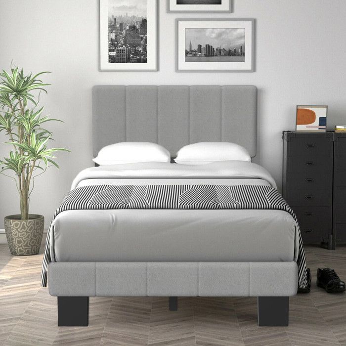 Cama infantil tapizada, 90x200 cm, para niñas y niños, cabecero regulable en altura, montaje rápido, somier de láminas de madera.