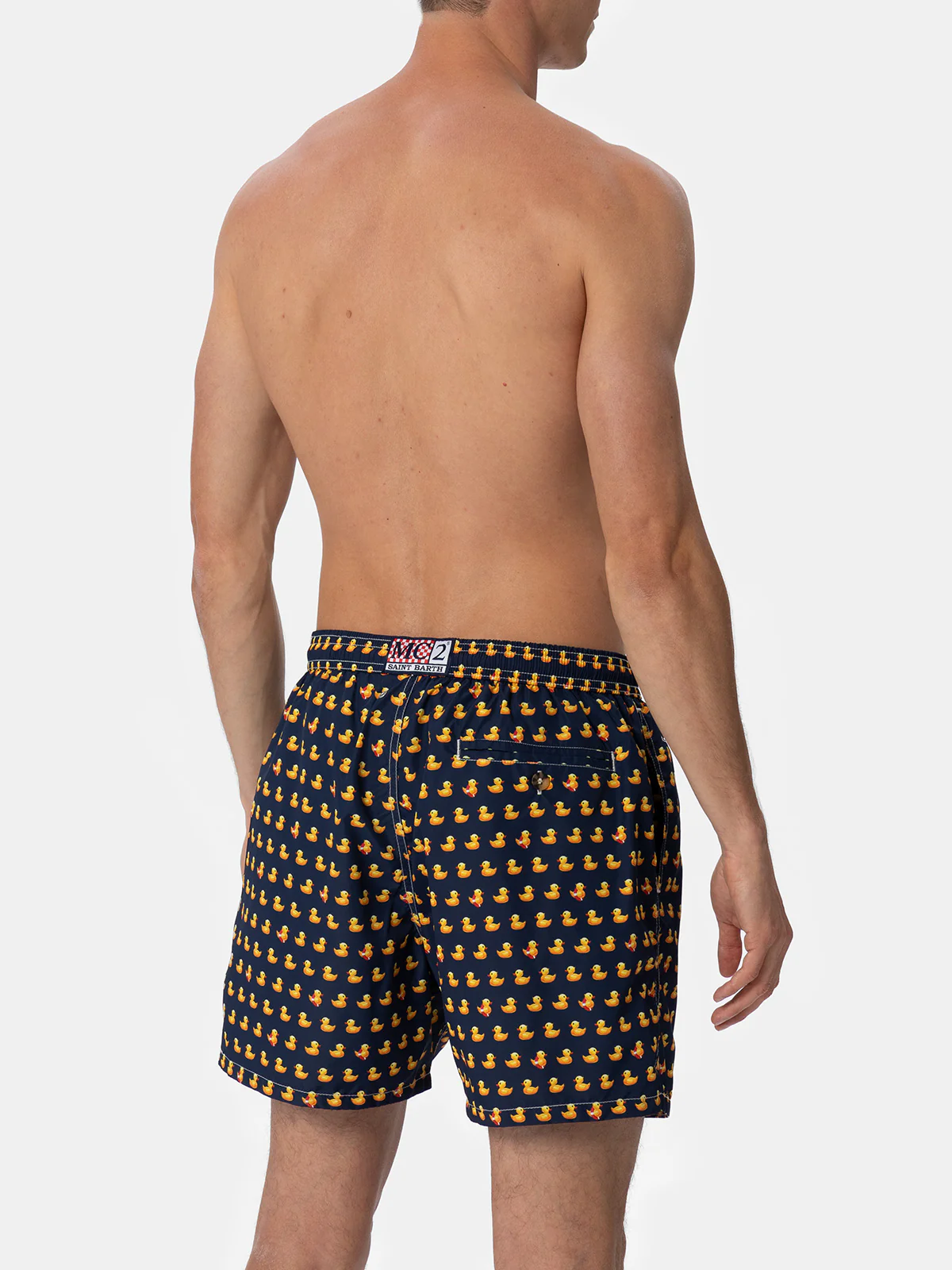 Mid-length zwembroek voor heren | Sneldrogend, all-over print met rubberen eendjes | Elastische tailleband, verstelbaar trekkoord | MC2 Saint Barth