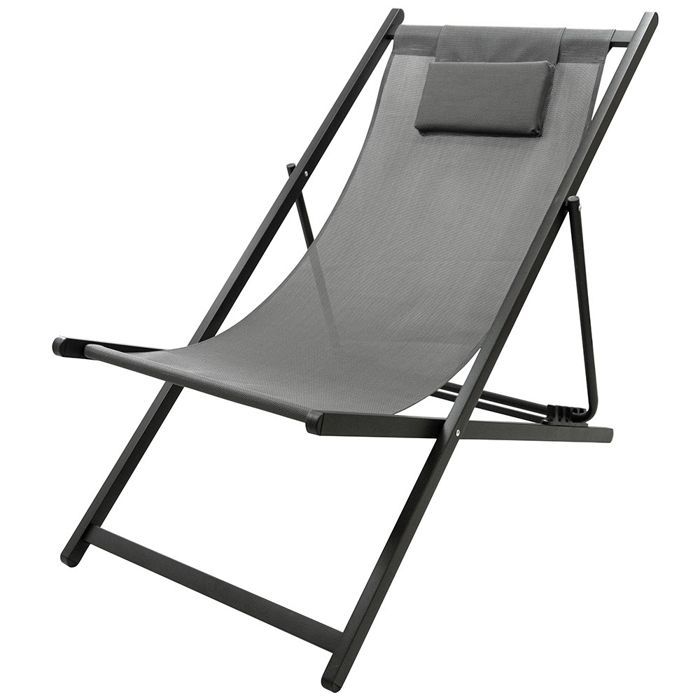 Folding deck chair 94x61 cm anthracite textilene – 5 positions
