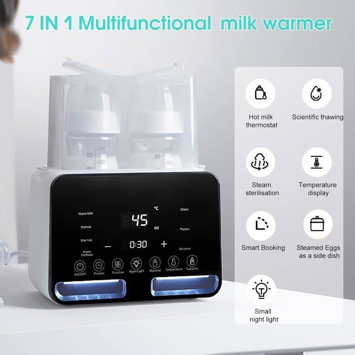 8-in-1 Baby Bottle Warmer: Fast Heating, Sterilizing, with LCD Screen, Defrosting, Timer, and Temperature Controls
