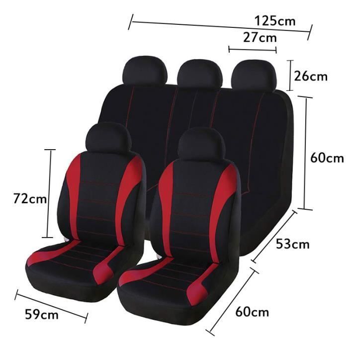 Juego de fundas para asientos de coche - Universal - 9 piezas - Tela - Azul - Para coches