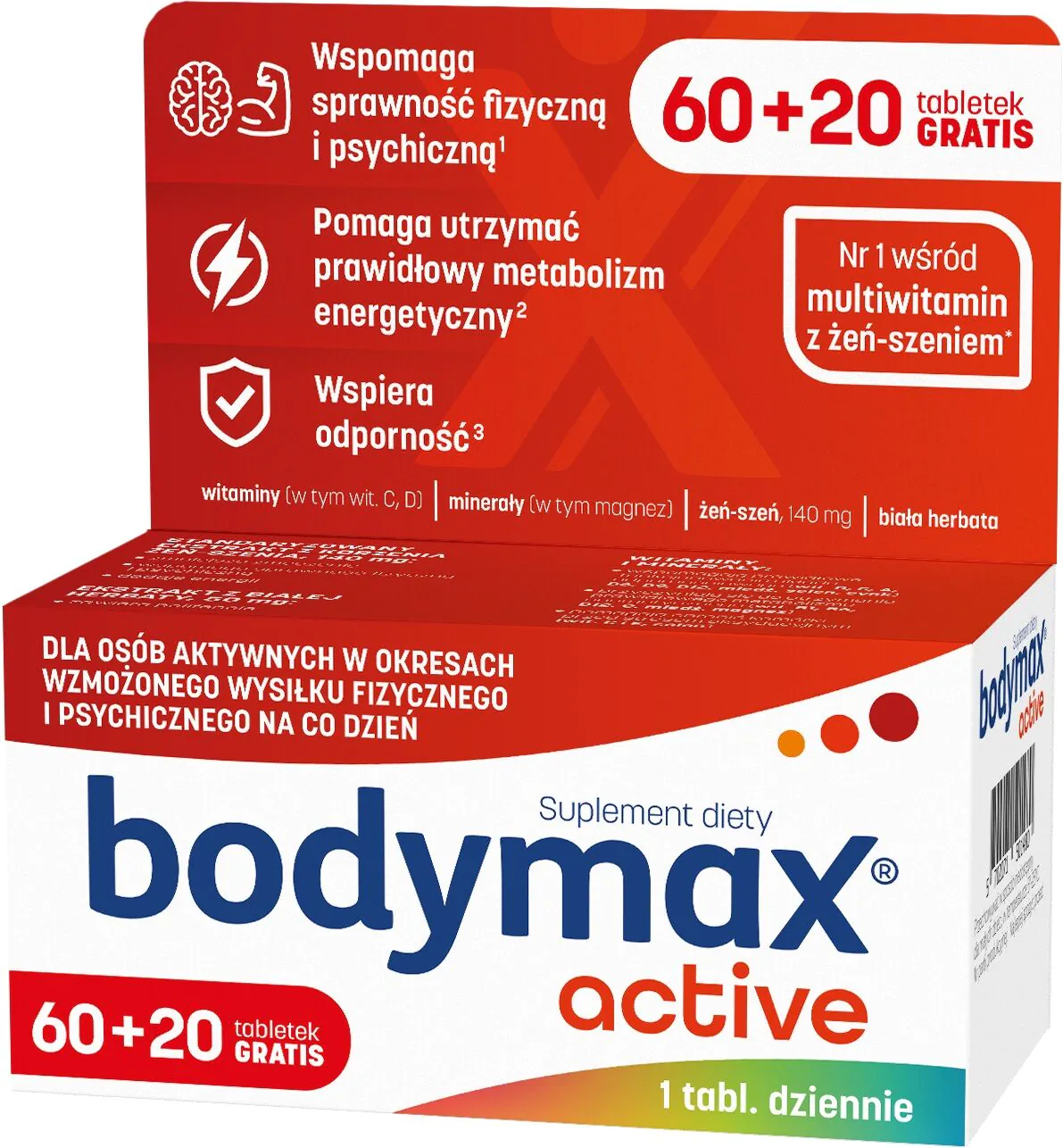 Bodymax Active, Zestaw witamin i minerałów, Tabletki