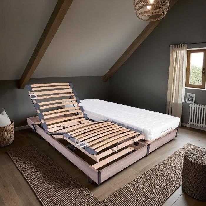 Set relax: materasso + basi letto elettriche 2x70x190 - Schiuma - Rigido - TALCA Made in France