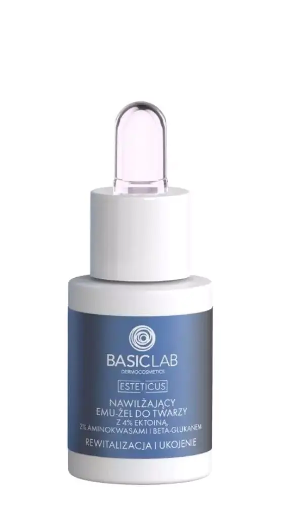 BasicLab Esteticus Nawilżający emu-żel z ektoiną 4%, aminokwasami i beta-glukanem 15 ml