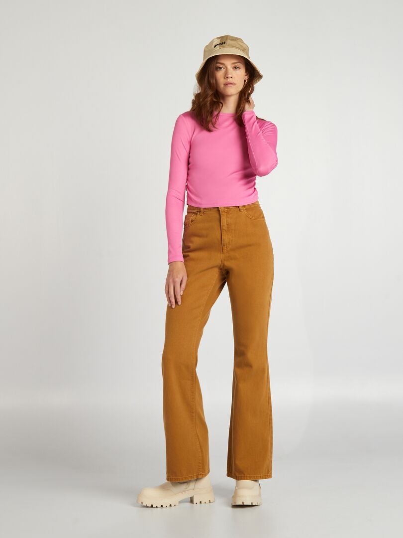 Pantalones acampanados - 5 bolsillos - BEIGE