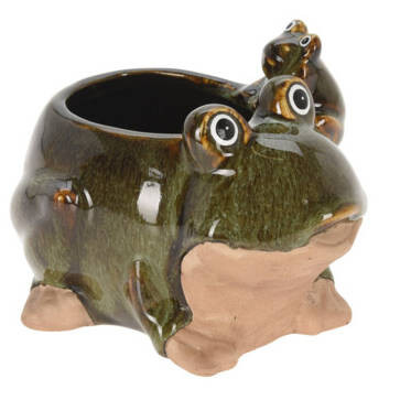 Porcelanowa doniczka ogrodowa, żaba, 15 x 11 cm