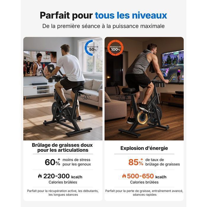 Vélo d'Appartement Magnétique – MERACH - Roue 6Kg - APP/BLUETOOTH - 8 Niveaux de Résistance Réglables - Écran LCD - Silencieux