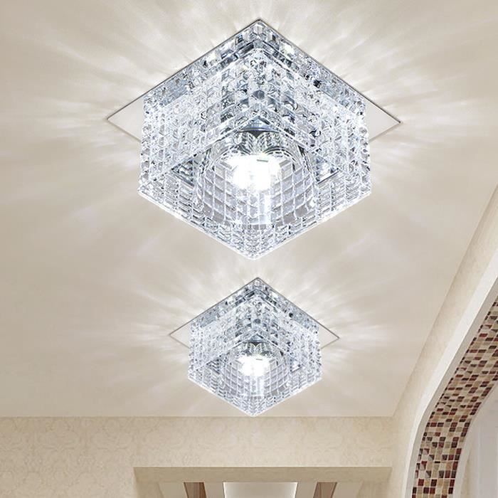unidad de foco LED de techo de cristal de 5 W, lámpara de araña moderna de cristal, luz blanca, 10 cm