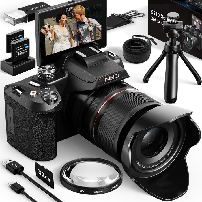 Câmera digital - NBD - 8K - 64MP - Zoom óptico de 16x - Tela de 2,8 polegadas com ângulo de 180°