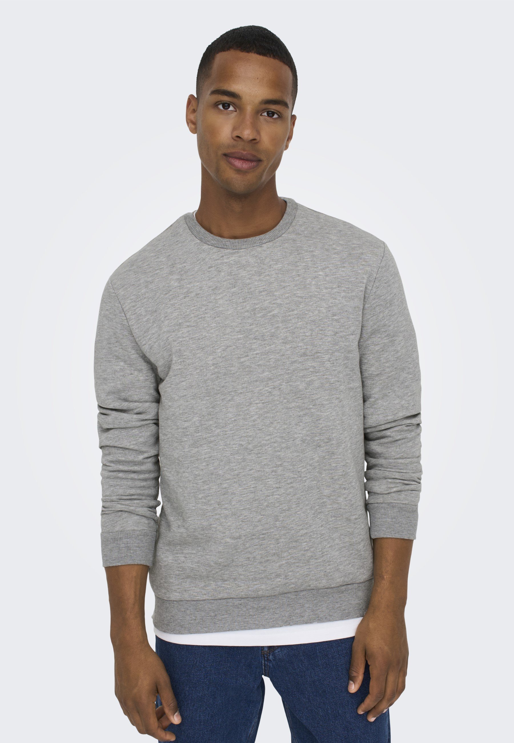 Only & Sons ONSCERES LIFE COL RONG - Sweat-shirt - gris clair chiné