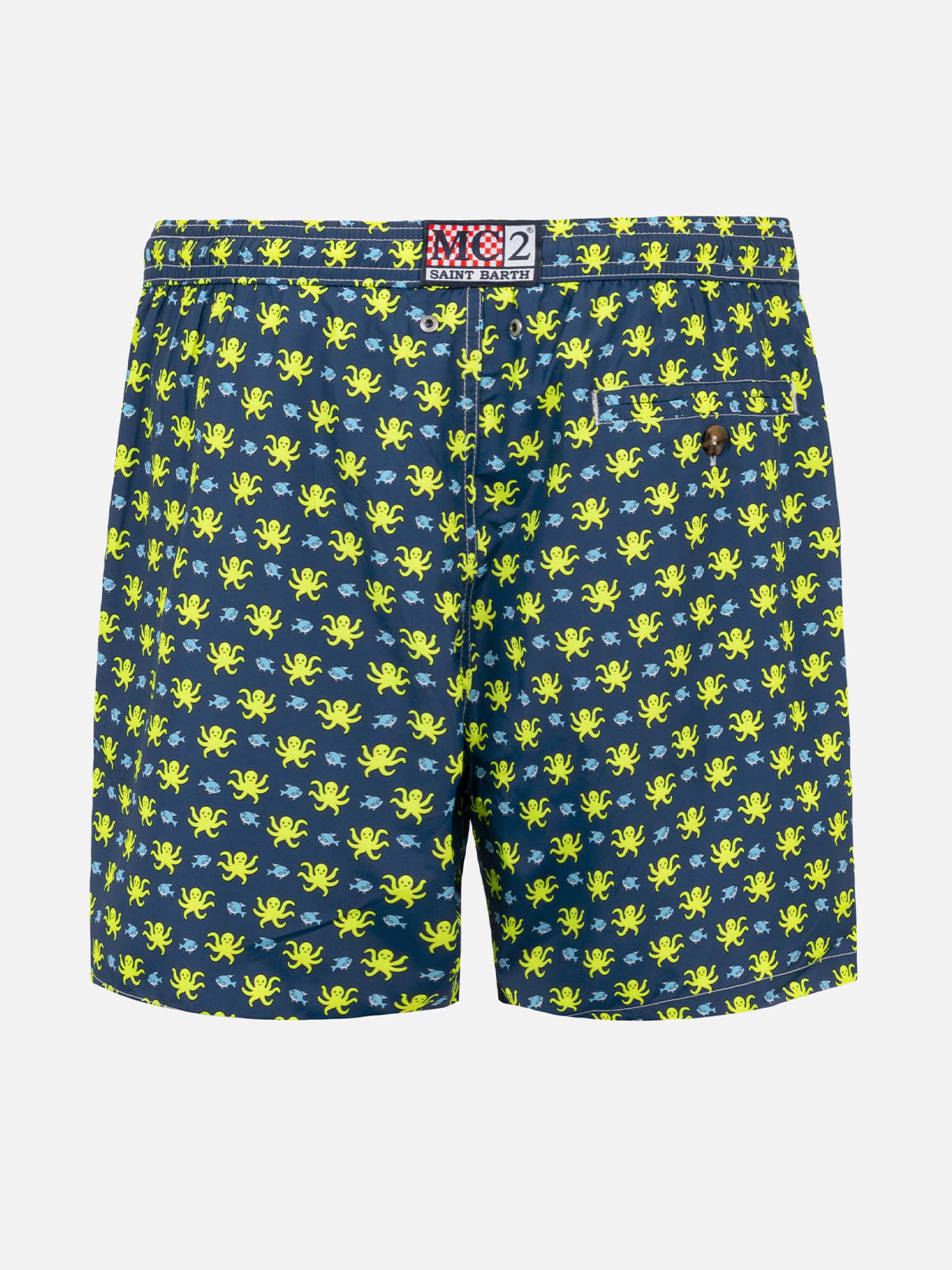 Men's Classic Swim Shorts | Green Fish & Yellow Octopus Print | Quick Drying | Saint Barth