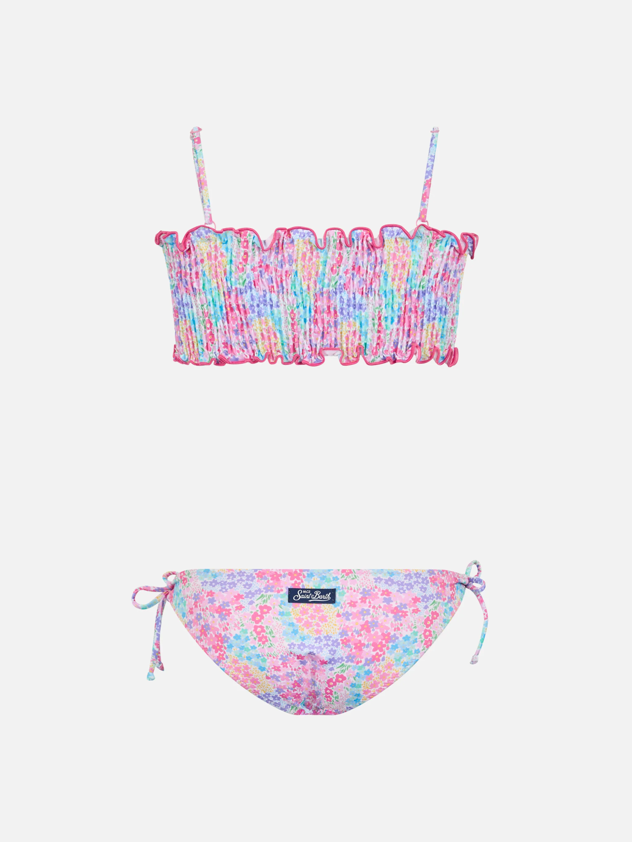Bikini da bambina Tilly med ricamo punto kittel og stampa fiori