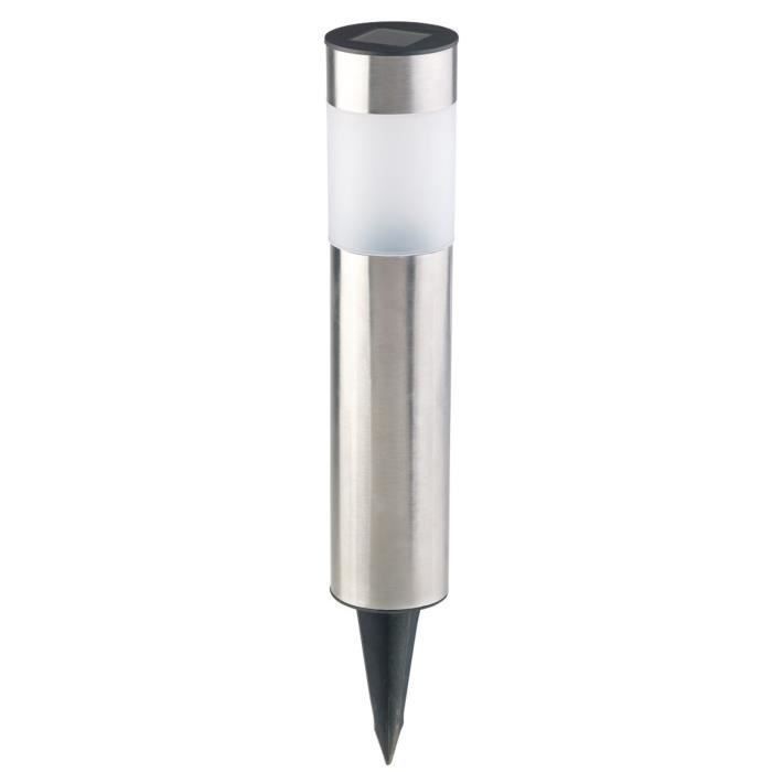 Baliza solar LED con sensor de luz - Lunartec - Redonda - Acero inoxidable - 2 bombillas - Exterior