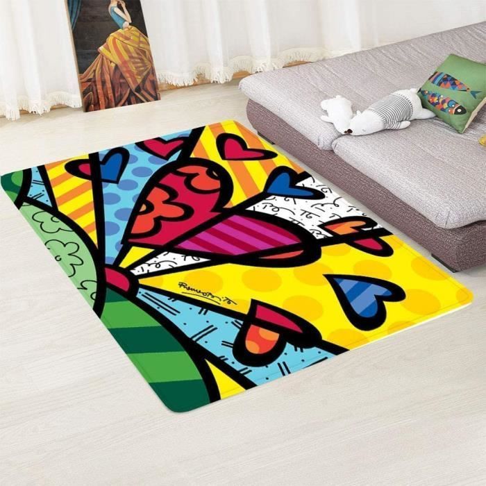 Tapis Moderne De Salon - Toucher Doux - Non Tissé Court - Impression 3D - Amour Abstrait