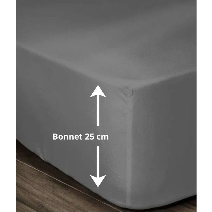 LOVELY HOME Lenzuolo con angoli elasticizzati 100% cotone 140x190x25 cm Grigio scuro