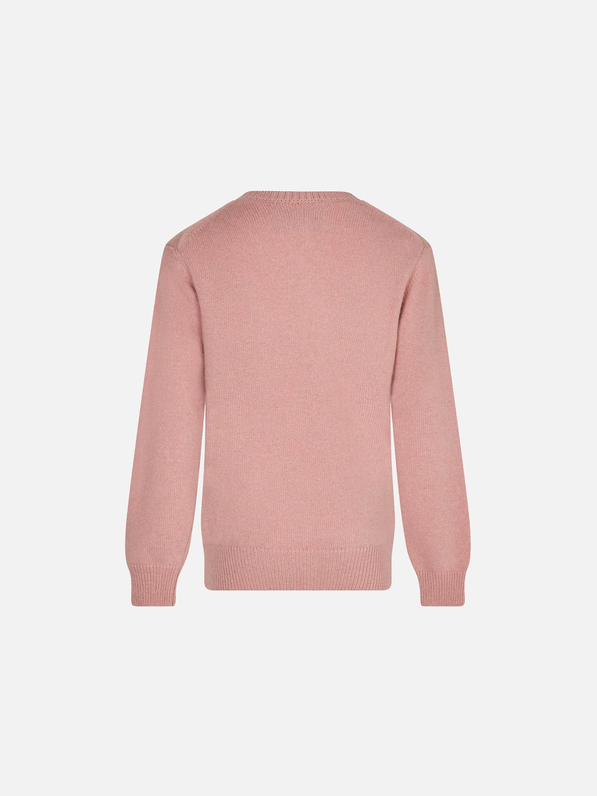 Mädchenpullover mit Rundhalsausschnitt und Hunde-Jacquardmuster