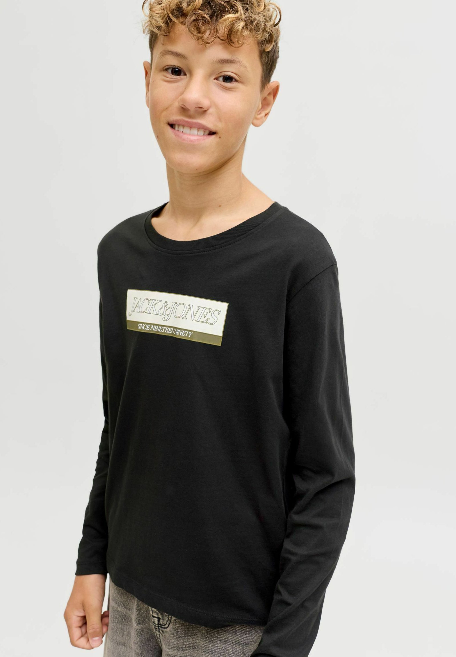 Jack & Jones Junior JORINWOOD BLOCK BRANDING T-shirt - Top met lange mouwen - zwart
