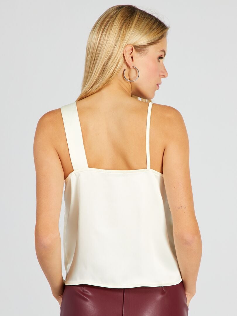 Asymmetrische top met dunne bandjes - WIT
