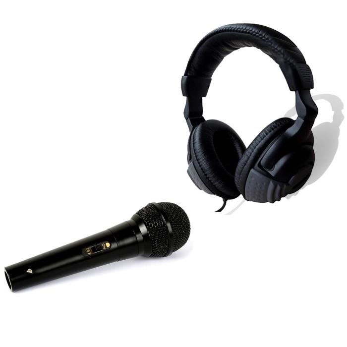 Kit audio per DJ: Mixer MIX500 + Cuffie + Microfono (Nero)