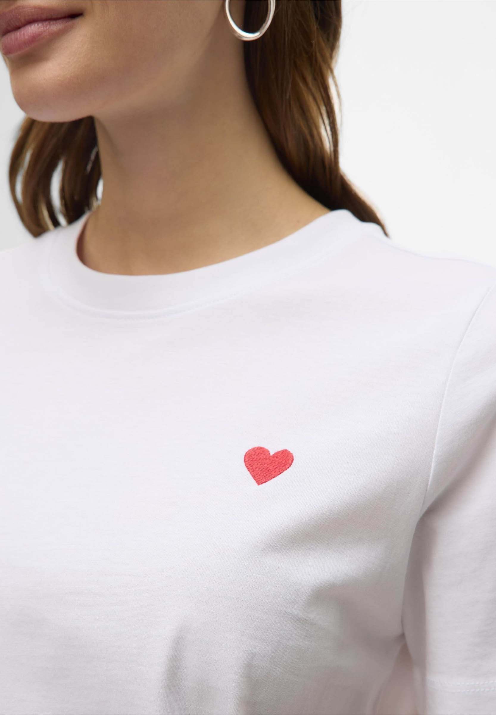 Vero Moda VMPAULINA - Basic T-shirt - bright white detail red heart