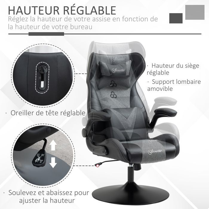 Vinsetto - Gaming Chair - Synthetic Upholstery - 69x73x118cm - Black