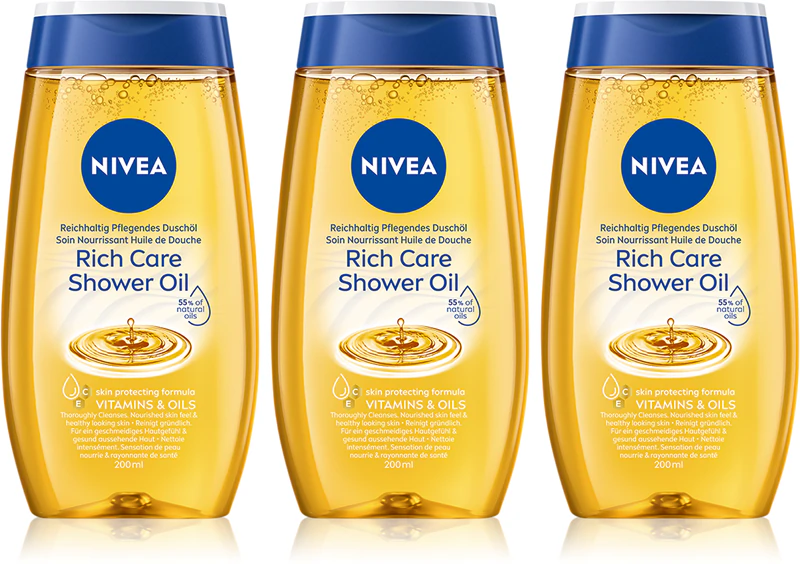 Óleo de Banho NIVEA Rich Care para Pele Seca 3 x 200 ml
