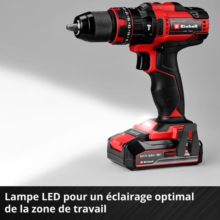Einhell TE-CD 18/44 Li-i Cordless Impact Drill Driver (1 x 2.5Ah) PXC (18V) Supplied with 2.5Ah Battery and Charger