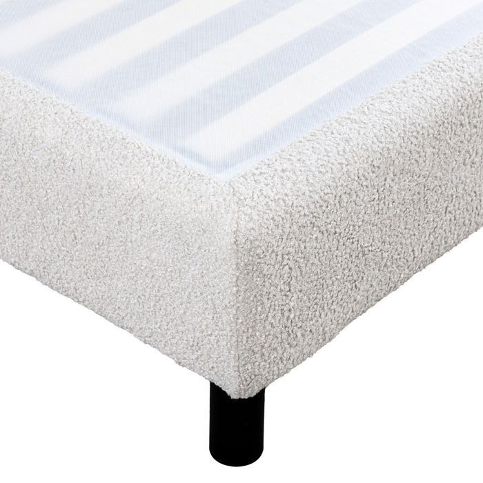 Base de cama tapizada y desmontable de 160x200cm, color crema, con pelo rizado - TAPIKIT
