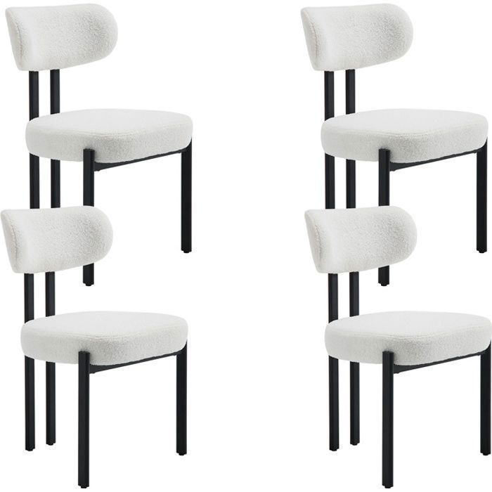 Wahson eetkamerstoelen van imitatiebont, set van 4, moderne eetkamerstoelen zonder armleuningen, keukenstoelen