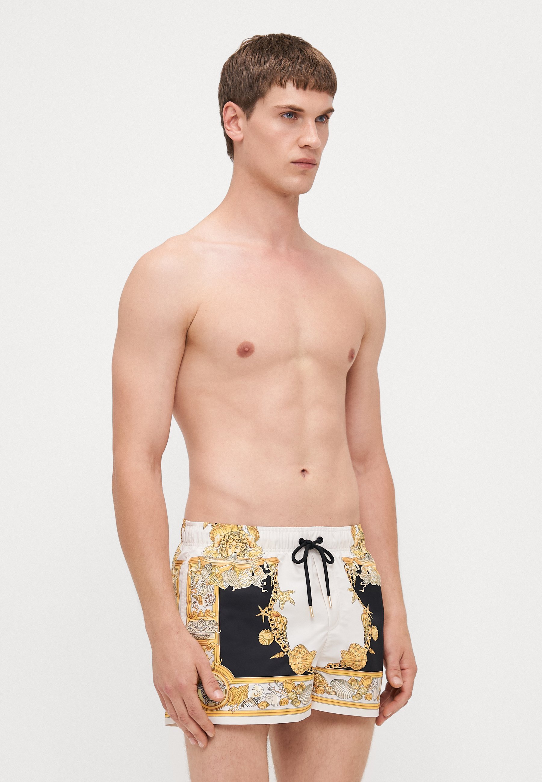 Versace SWIM GOLFO LA VACANZA FOULARD PRINT - Plavky - ivory/black/gold-coloured